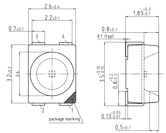 Mechanical Drawing - ams OSRAM Power TOPLED Lens™ SFH 4250BS LED